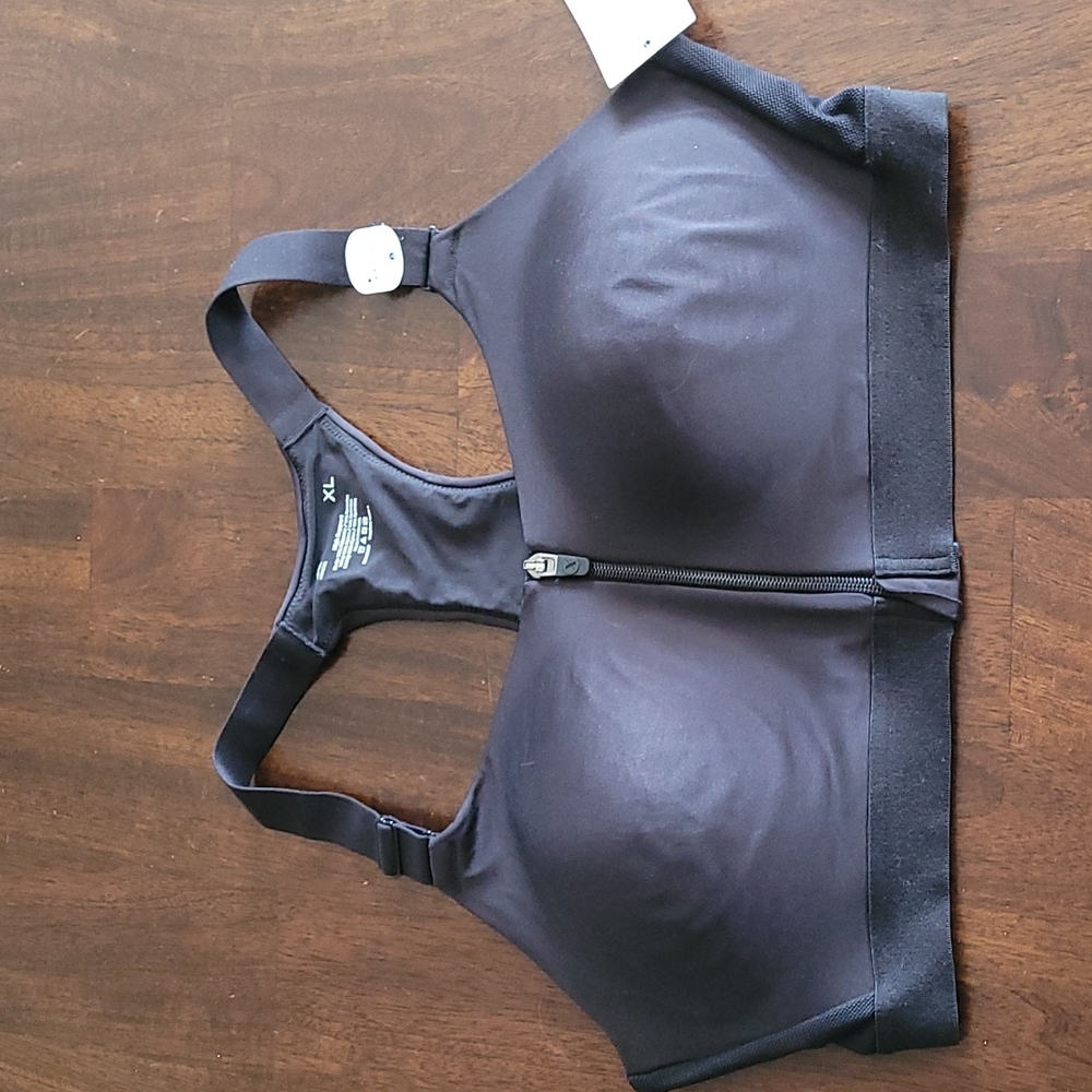 XERSION high support sports bra, size XL, black, front zip, new